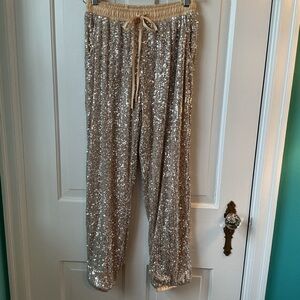Style Rack Beige Sequin Pants Small